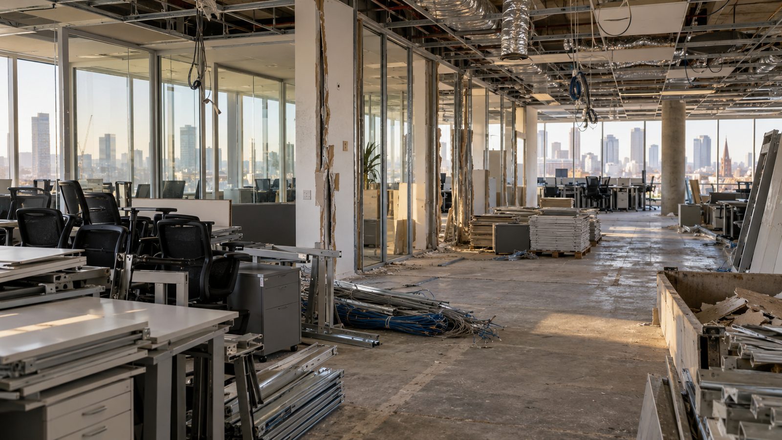 Office floor part-way through a commercial defit in Melbourne