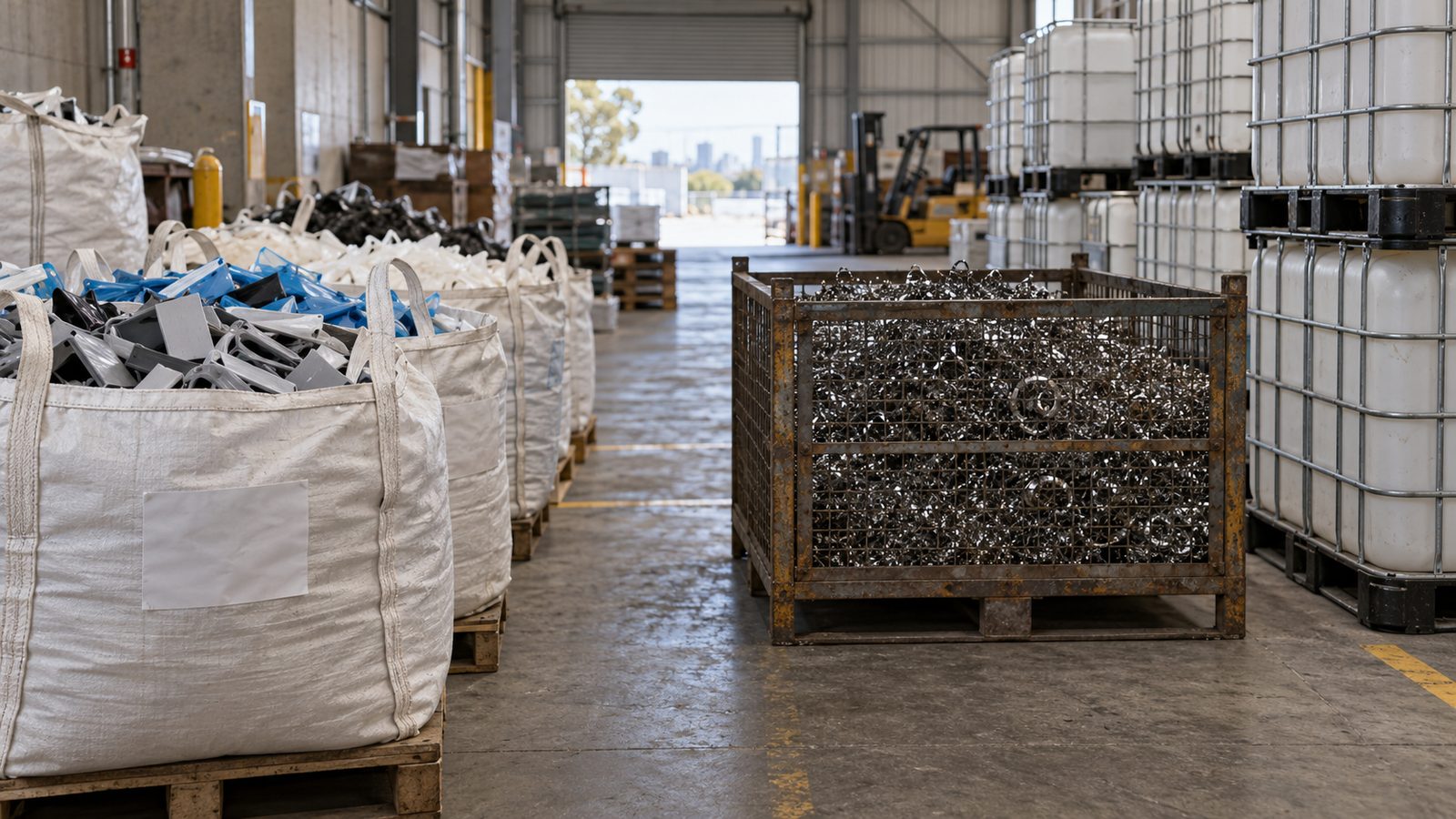 Separate industrial material streams in bulk bags, stillages and IBCs