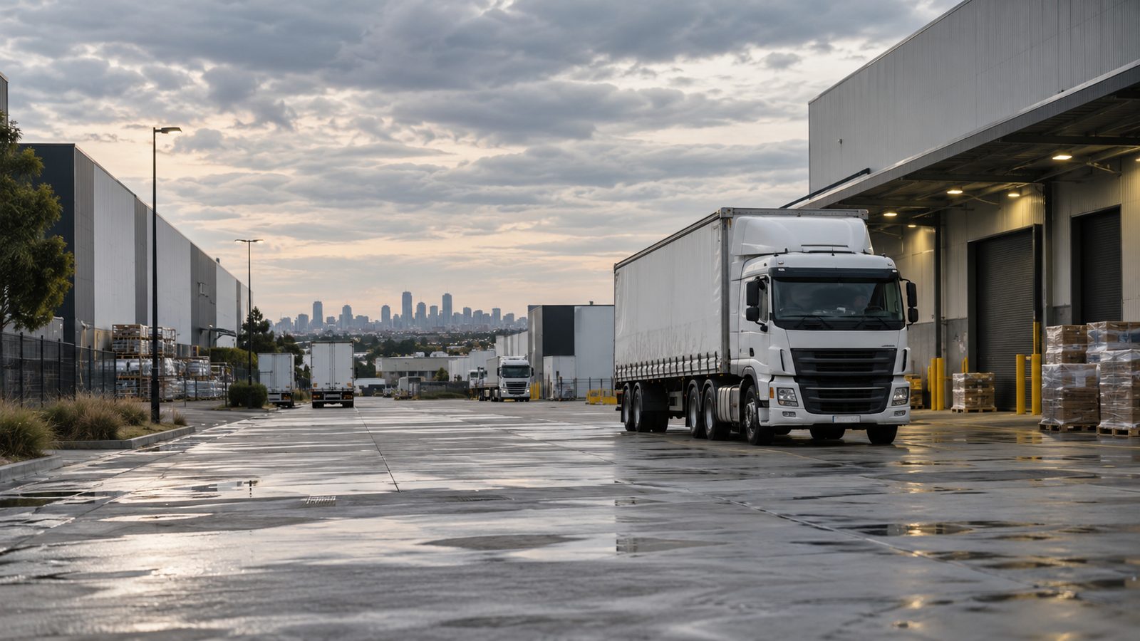 Warehouses and freight trucks in Laverton North