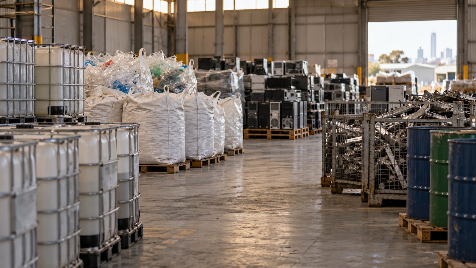 Warehouse with separate material streams