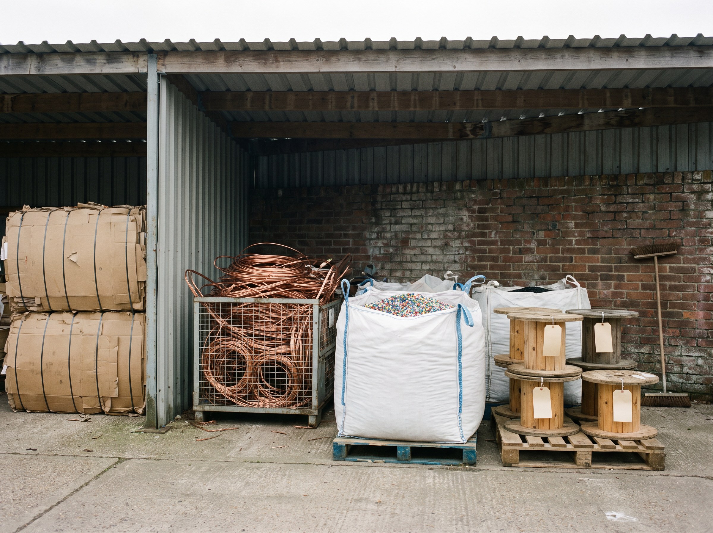 labelled and separated recurring production material streams ready for scheduled collection at a Melbourne facility
